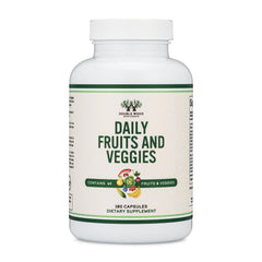 Double Wood Supplements frasco frontal mostrando 180 cápsulas beneficios comodidad