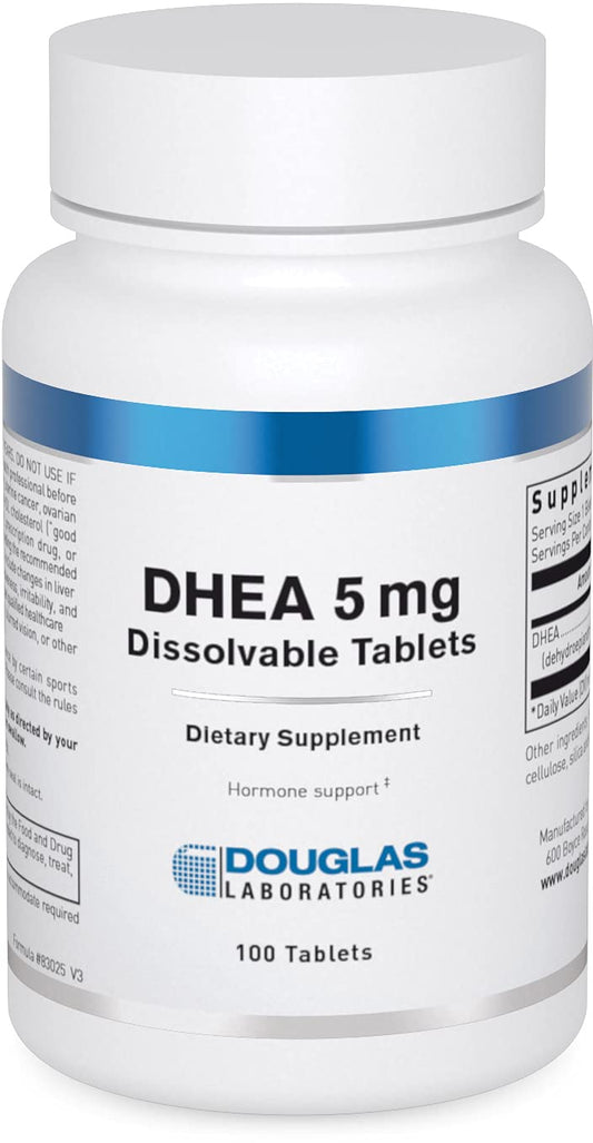 Douglas Laboratories DHEA 5 mg dissolvable tablets in bottle for daily hormone balance support