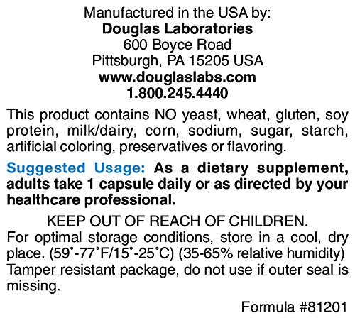 Douglas Laboratories Magnesium Oxide label closeup highlighting key minerals
