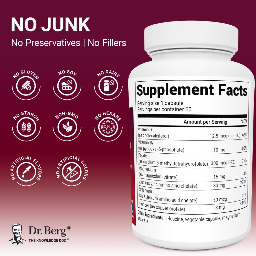 Dr. Berg Nutritionals cápsulas en mano mostrando dosificación cómoda