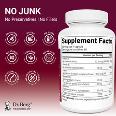 Dr. Berg Nutritionals cápsulas en mano mostrando dosificación cómoda