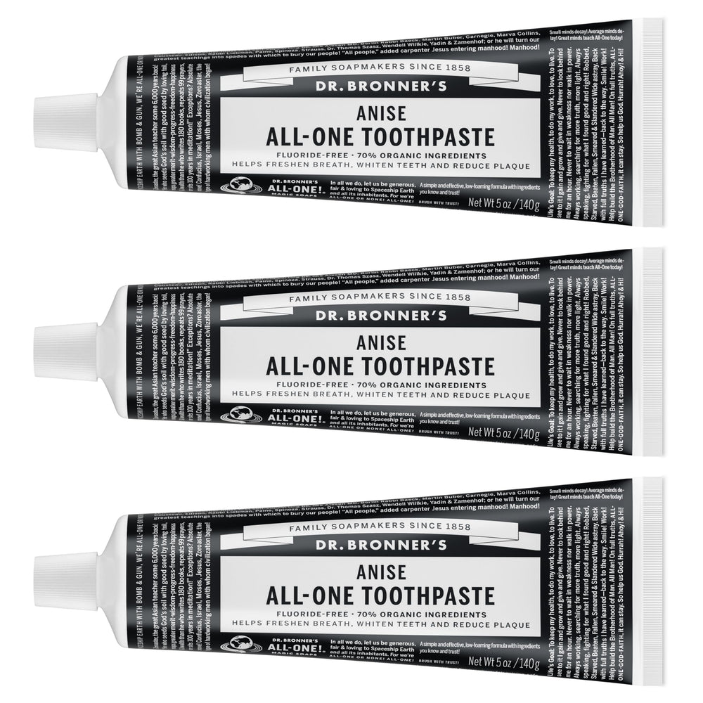 Dr. Bronner's frente del envase Anís mostrando diseño y beneficio natural