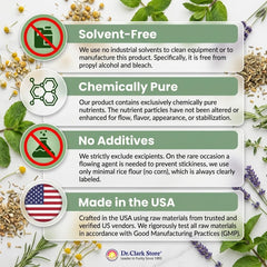 Dr Clark Store etiqueta nutricional destacando ingredientes claros y ausencia de excipientes