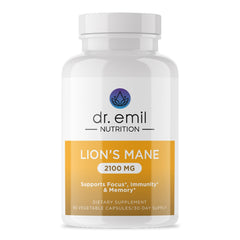 Dr. Emil Nutrition envase frontal mostrando diseño y dosificación, tranquilidad garantizada