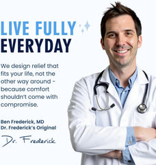 Dr. Frederick's caminante exterior usando vendaje que protege en largas rutas
