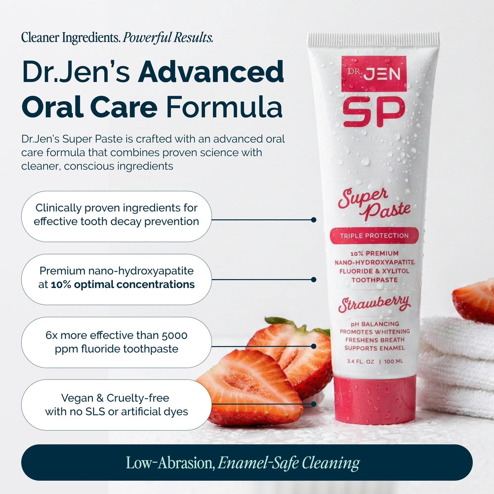 Dr Jen etiqueta legible con lista de ingredientes transparente