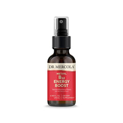 Dr. Mercola botella frontal con etiqueta clara y sabor mora para uso práctico