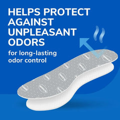 Dr. Scholl's detalle de la capa antiolor ofreciendo frescura prolongada