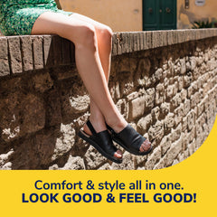 Dr. Scholl's almohadilla dentro de una sandalia mejorando confort al andar