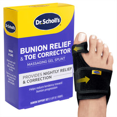 Dr. Scholl's empaque frontal mostrando el set y beneficio de alivio