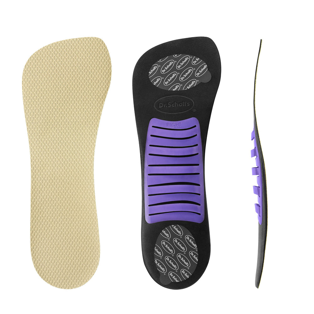 Dr. Scholl's plantilla colocada en un zapato de tacón, mayor estabilidad y confort