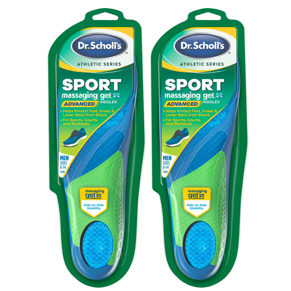 Dr. Scholl's empaque frontal mostrando dos pares y beneficios visibles