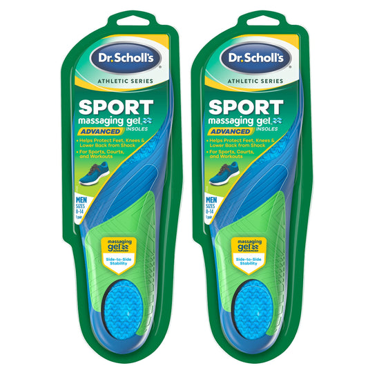 Dr. Scholl's empaque frontal mostrando dos pares y beneficios visibles