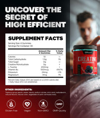 Primer plano de la etiqueta Dralot Nutrition con lista de creatina y cofactores