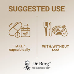 Dr. Berg frasco junto a desayuno saludable para mostrar uso diario y conveniencia