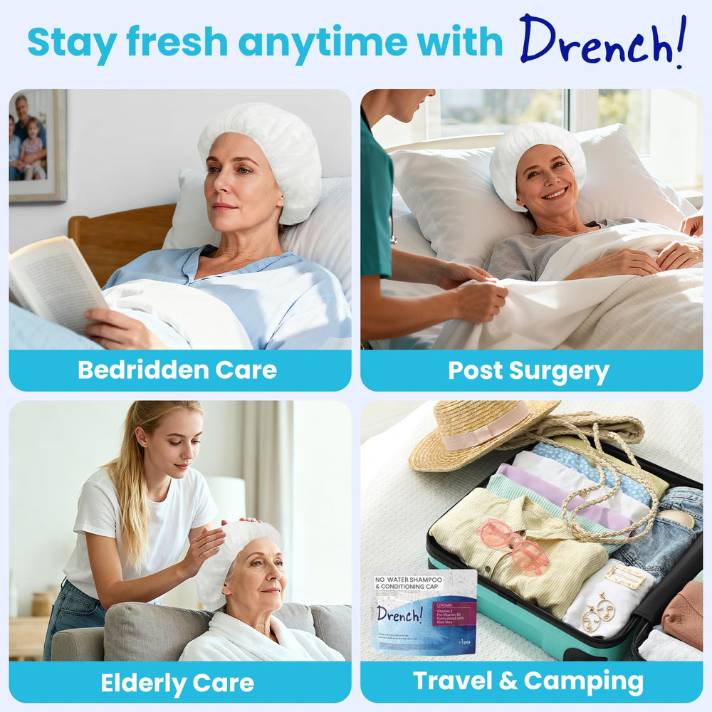 Drench! Medical gorro en mano para comparar tamaño y uso práctico a domicilio