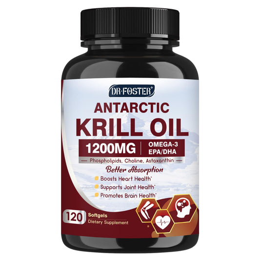 DRFOSTER Krill Oil 1200 mg en botella, apoyo para el corazón y la mente.