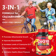 Etiqueta DRFOSTER CoQ10 400mg con PQQ y Shilajit, para antioxidantes y energía.