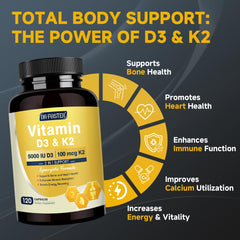 DRFOSTER Vitamina D3 K2 – cápsulas vegetales para uso diario y apoyo general.