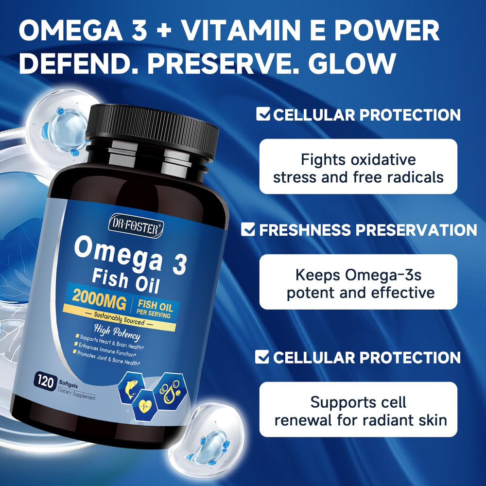 Detalle de etiqueta DRFOSTER Omega-3, sello de calidad y pureza