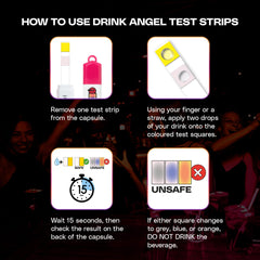 Drink Angel tamaño comparado con moneda, compacto y portátil