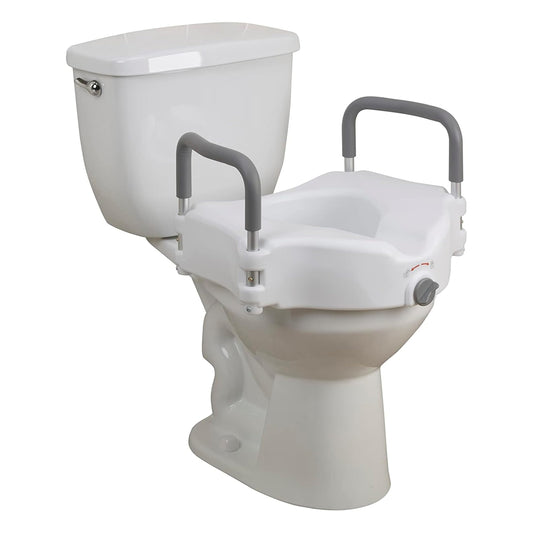 Drive Medical vista frontal del asiento elevado con brazos, estabilidad adicional