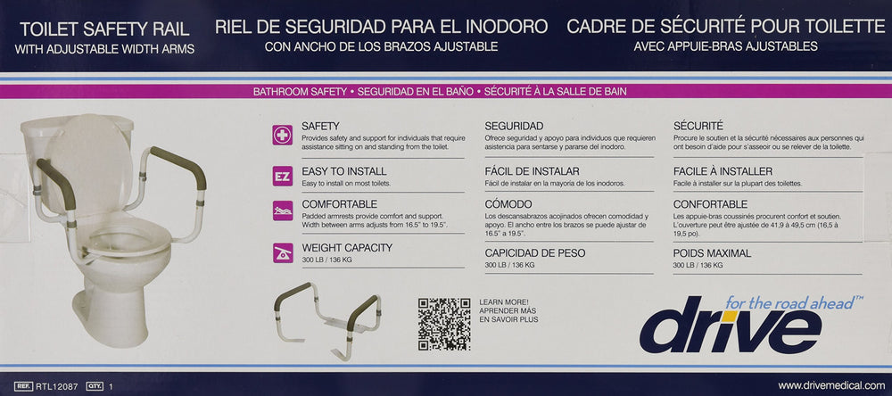 Drive Medical comparación de tamaño para comprobar ajuste en inodoro
