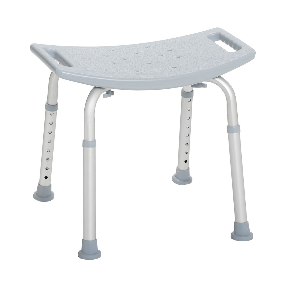 Drive Medical vista frontal de la silla de ducha con asiento amplio y marco estable