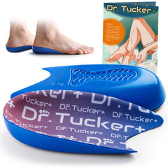 Dr.Tucker+ embalaje frontal mostrando almohadillas y tallas, comodidad inmediata