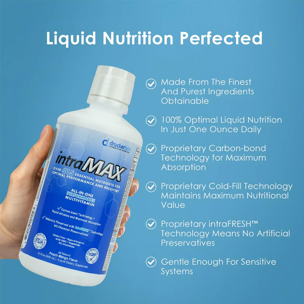 Drucker Labs intraMAX servido en vaso listo para consumir y fácil integración diaria