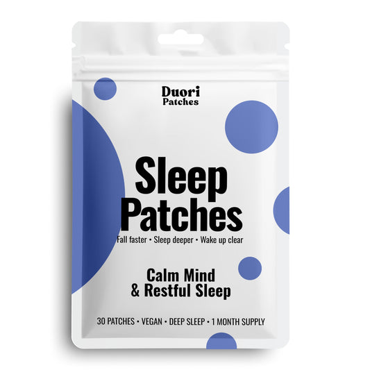 DUORI Sleep Patches botella: presentación del producto para descanso natural sin melatonina