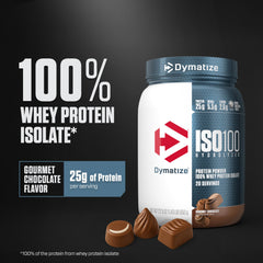 Polvo Dymatize ISO100 textura fina que facilita mezcla y digestión rápida