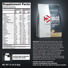 Vaso con batido Dymatize Super Mass Gainer después de entrenar, recuperación calórica rápida