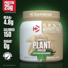 Textura cremosa del polvo Dymatize Vegan Plant Protein Vainilla Suave, mezcla homogénea sin grumos