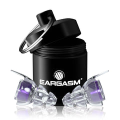 Eargasm tapones frontales morado hyperviolet mostrando diseño compacto y protección