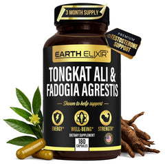 Earth Elixir frente del empaque mostrando la fórmula y beneficios