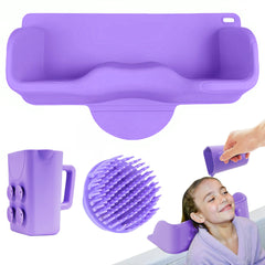 EASICUTI vista frontal del lavabo morado y su diseño compacto que facilita el transporte