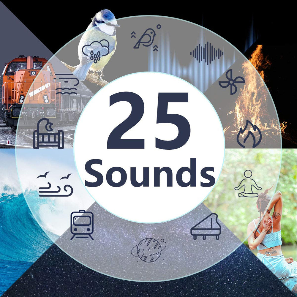 Easysleep: 25 sonidos relajantes, vista de la selección de sonidos.