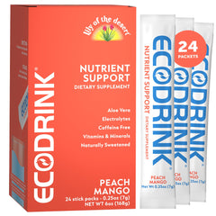 Lily of the Desert Eco Drink frente del empaque, presenta cant. y sabor