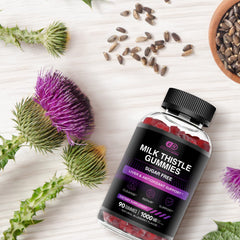 Ingredientes clave milk thistle mostrados junto a frasco Effective Nutra
