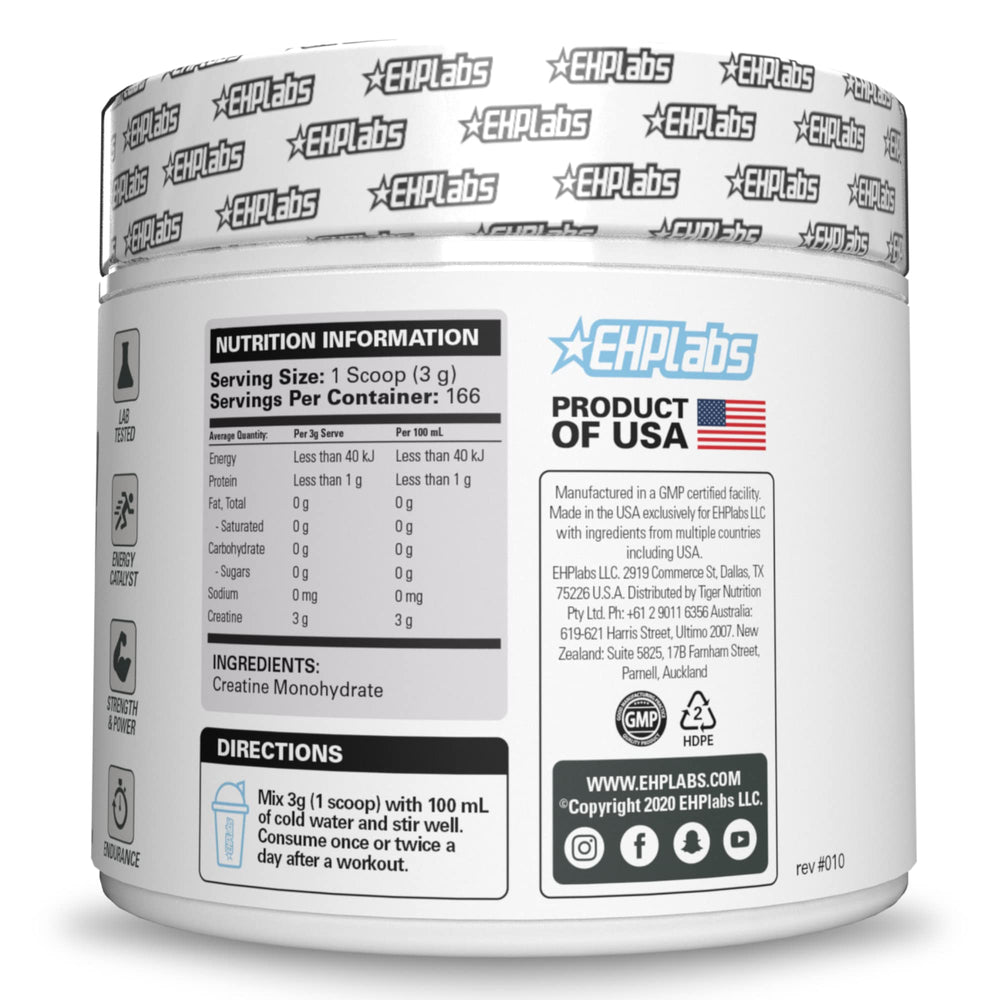 EHP Labs CREA-8 sello GMP y certificaciones del proceso de fabricación