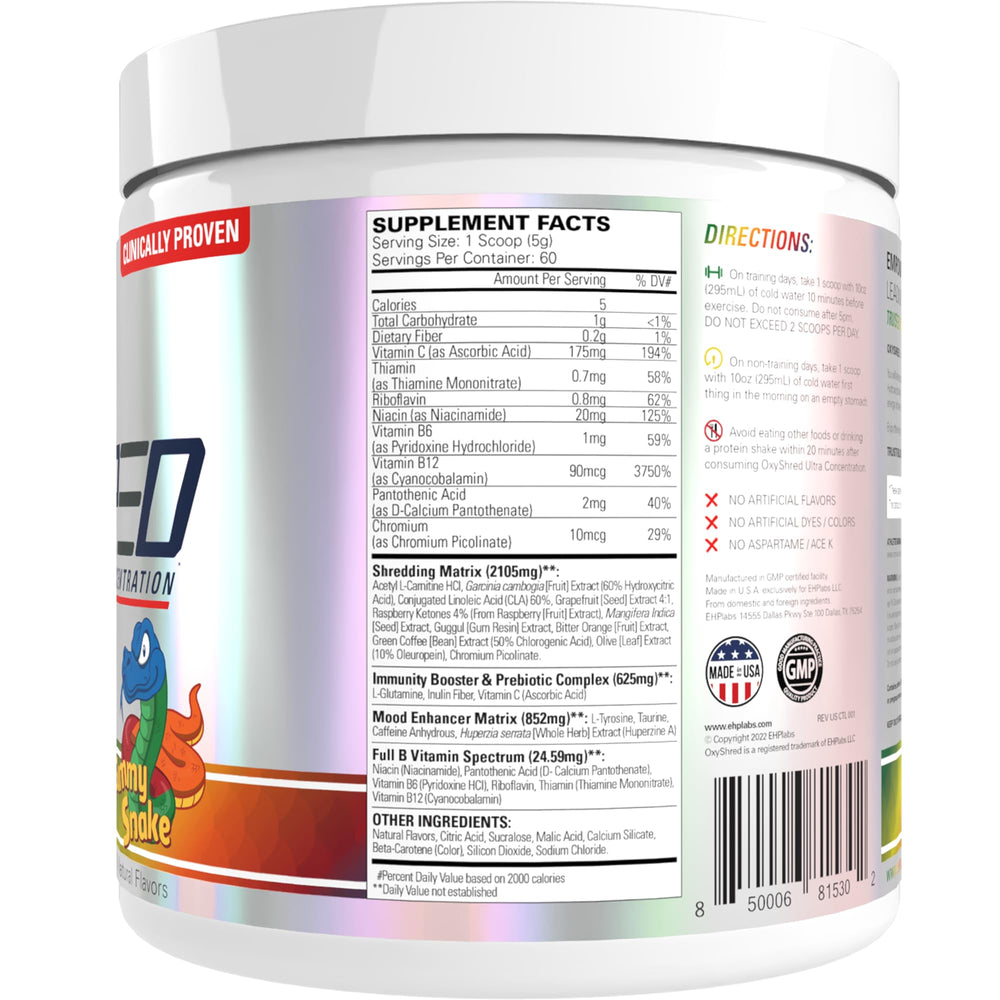 Escena de gimnasio con OxyShred EHP Labs en la mesa para motivar rutina diaria