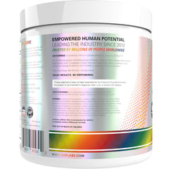 Envase abierto de OxyShred EHP Labs con cuchara medidora destacando porciones