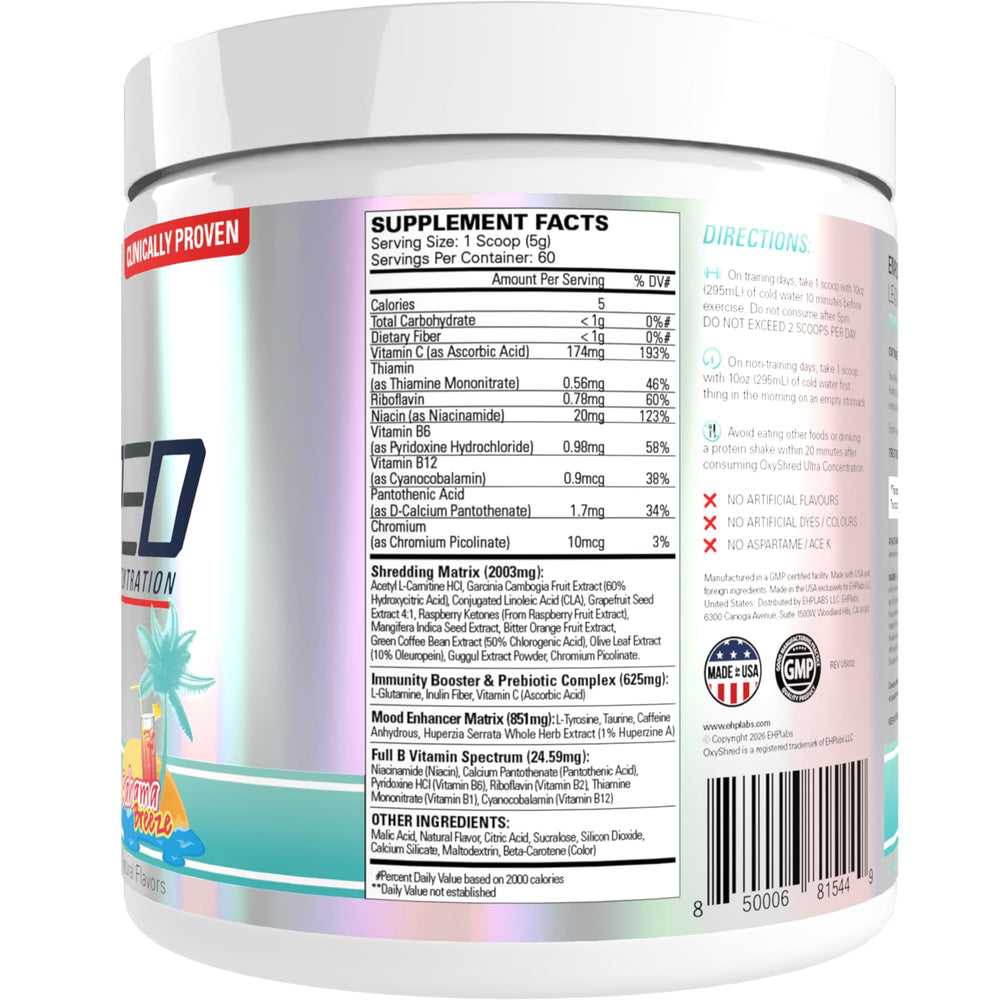 OxyShred EHP Labs en uso en gimnasio refleja energía y enfoque durante entrenamiento
