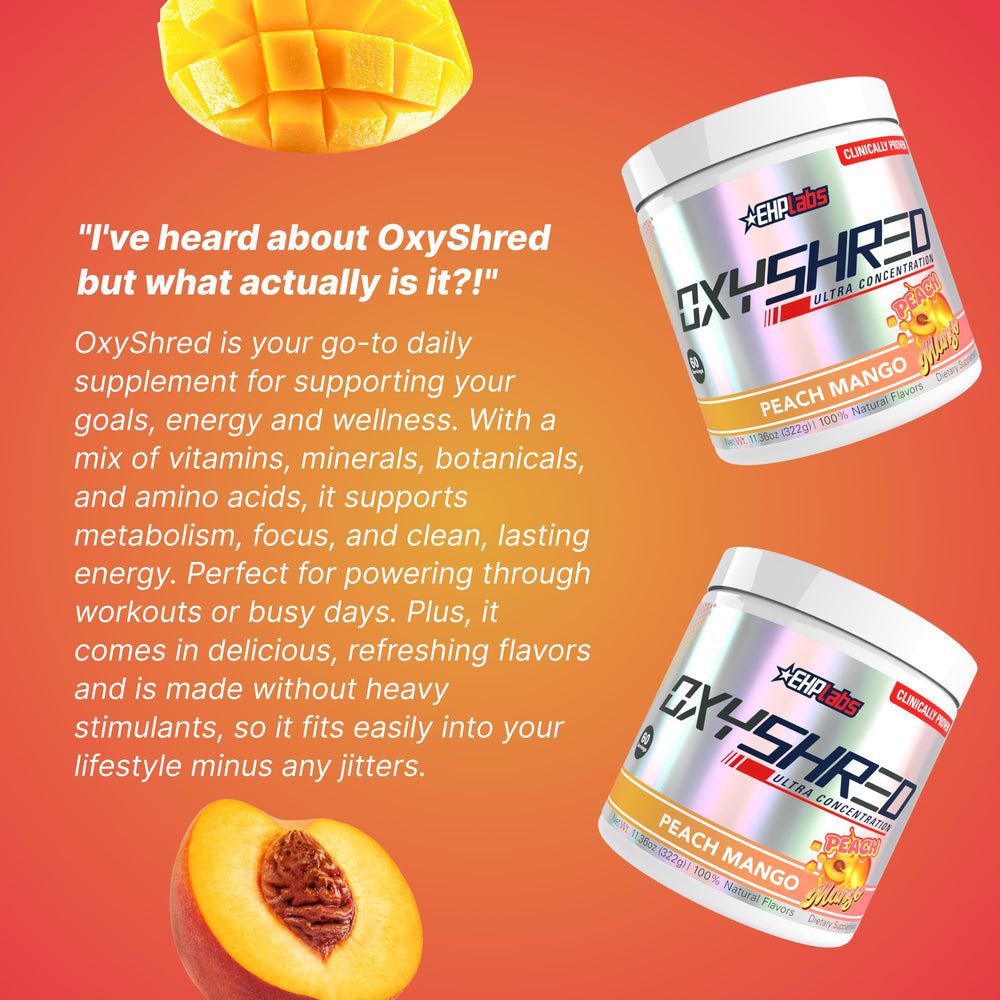 Etiqueta nutricional de OxyShred EHP Labs clara para verificar ingredientes y dosis