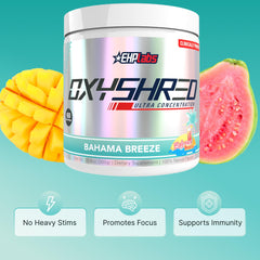 Vaso preparado de OxyShred EHP Labs listo para beber ofrece energía sostenida