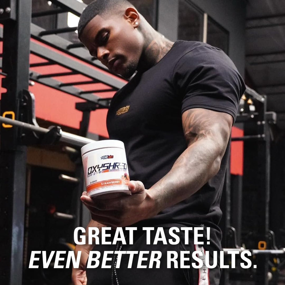 EHP Labs OxyShred uso antes de entrenar para mejorar enfoque y rendimiento