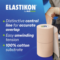 Elastikon by Actimove aplicación en rodilla ofreciendo soporte estable durante actividad