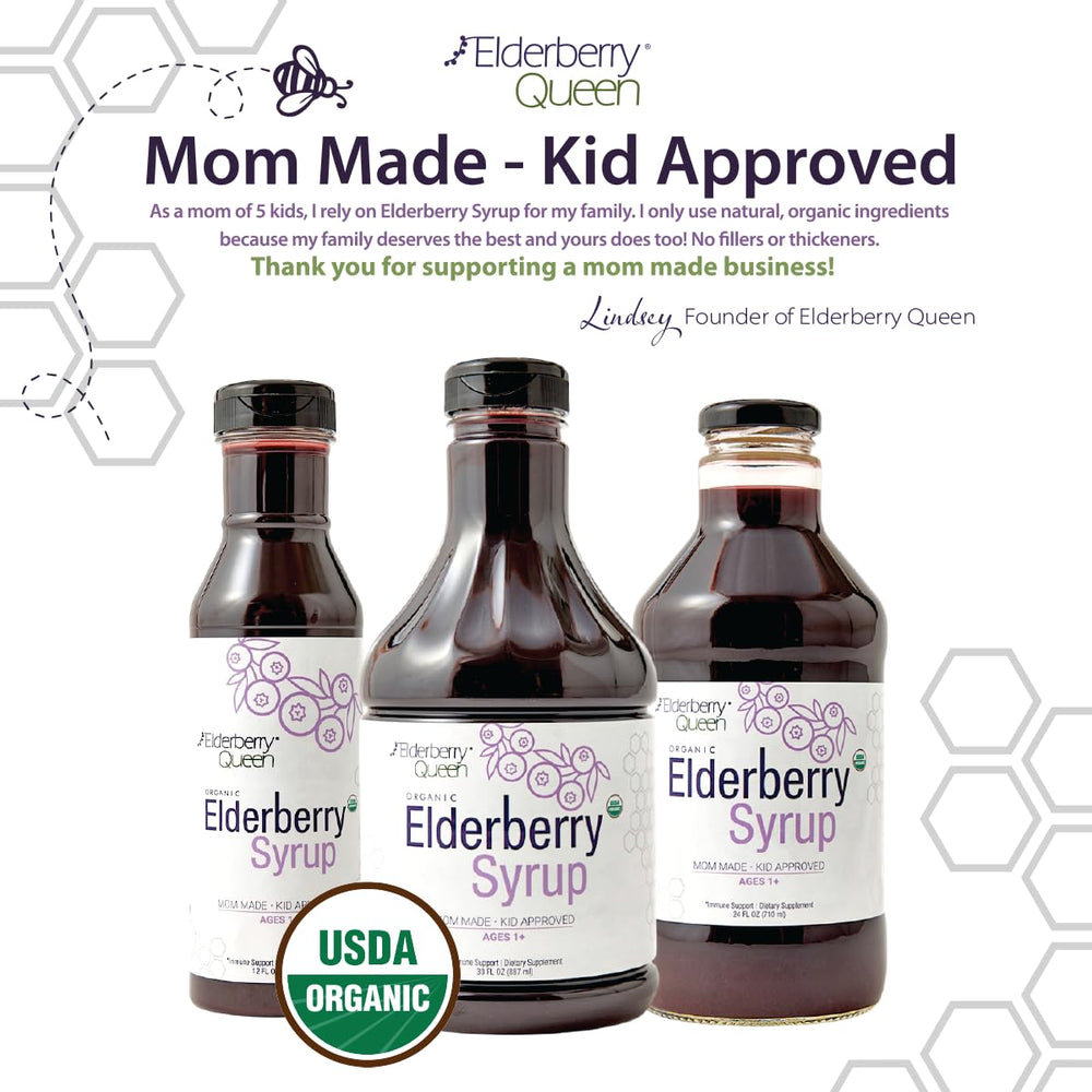 Elderberry Queen comparación de tamaño con cuchara para controlar dosis