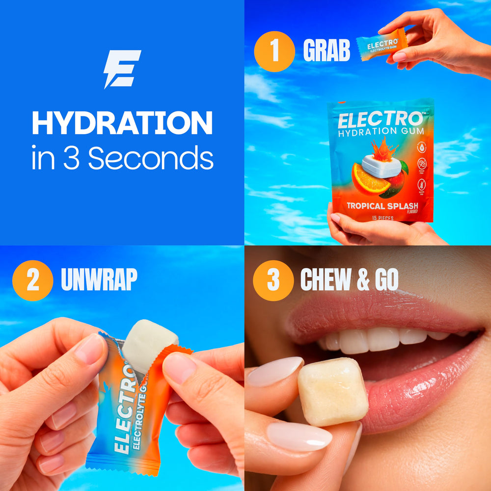 Electrogum etiqueta nutricional legible indicando cero azúcar y electrolitos clave